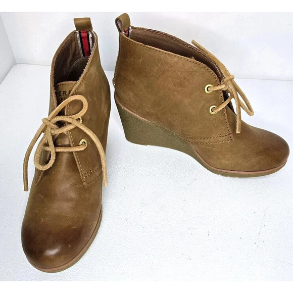 Sperry Women's Harlow Cognac Ankle Boot Nubuck Leather Size 6.5 B - Picture 1 of 9